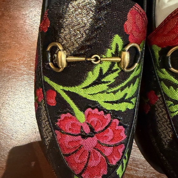 Gucci Jordaan Floral Horsebit Black Loafers - Picture 5 of 9